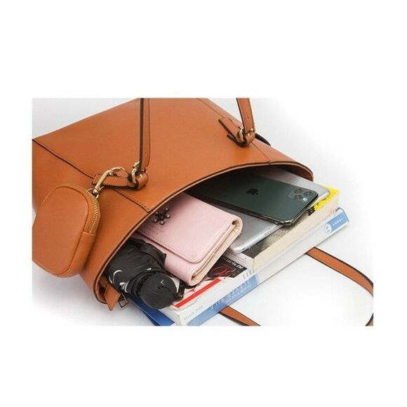 Brown Handbags for Women Fashion Tote Bags Shoulder Bag Satchel Purse Set 3 - Picture 5 of 7